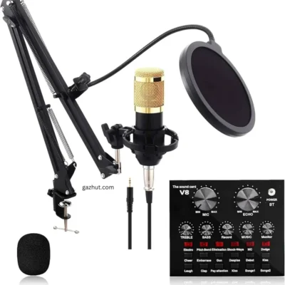 BM 800 Studio condenser Microphone set with V8 Sound Card