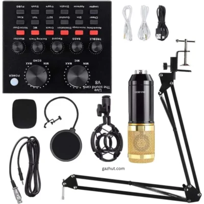 BM 800 Studio condenser Microphone set with V8 Sound Card