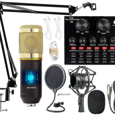 BM 800 Studio condenser Microphone set with V8 Sound Card