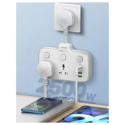 Ldnio 2 AC Outlets Portable Electrical Extension Socket